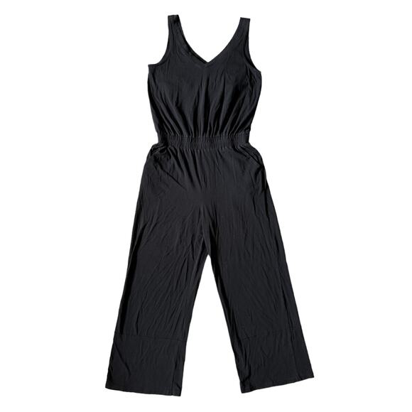 Pact Pants - Pact Organic Jumpsuit Black Cotton V Neck Sleeveless Minimalist Basic Casual